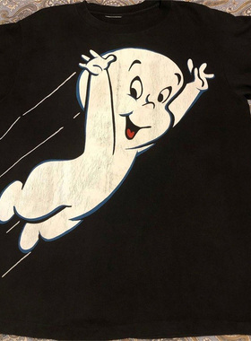 鬼马小精灵Casper美式经典动漫ulzzang学院风男女潮流落肩短袖T恤