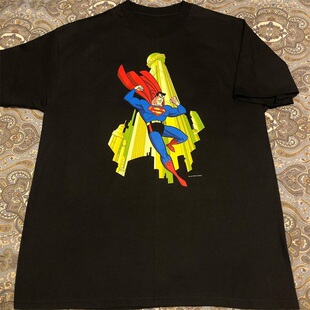 SuperMan超级英雄美国队长动漫短袖vintage潮流复古男女慵懒风T恤