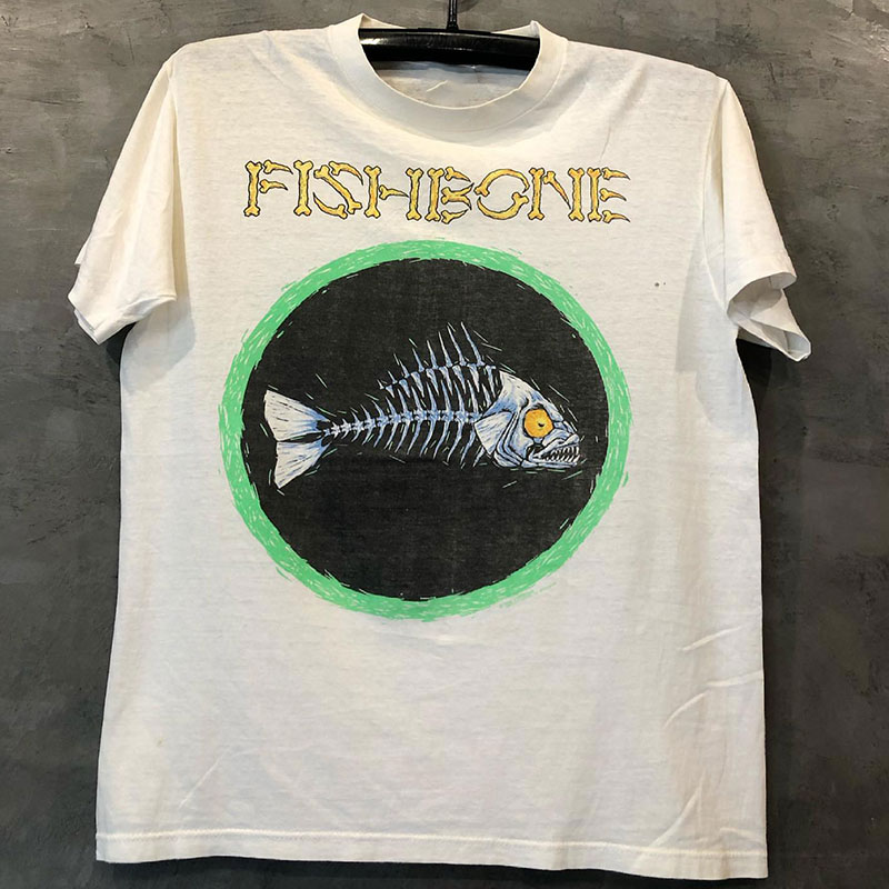 Fishbone乐队周边经典鱼骨潮牌印花短袖街头vintage古着重磅棉T恤