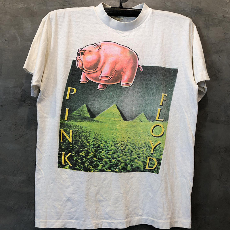 pink floyd平克弗洛伊德乐队飞猪vintage复古潮流落肩男女短袖t恤