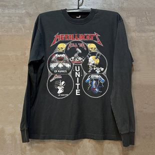 Metallica美式重金属乐队周边长袖T恤男女款vintage复古摇滚上衣