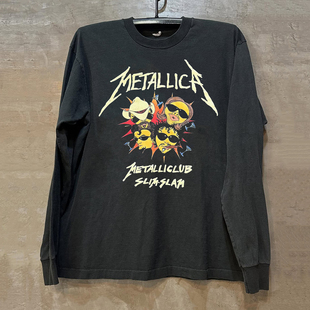 Metallica摇滚乐队美式小众设计感长袖T恤黑色潮牌男女款纯棉上衣