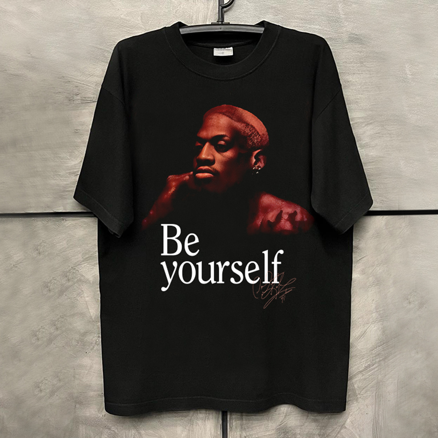 大虫罗德曼美式小领口短袖T恤潮