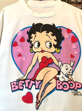 betty boop贝蒂小姐与小狗pudgy短袖T恤夏季潮牌男女情侣ins超火