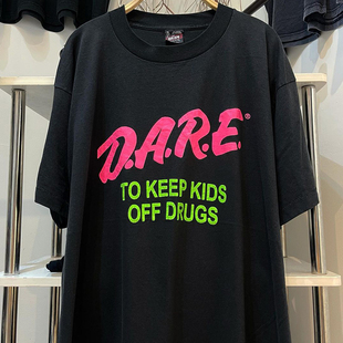 经典电影D.A.R.E.美式街头潮流字母ulzzang短袖男女原宿风宽松T恤