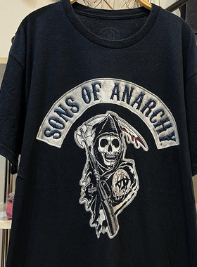 Sons Of Anarchy乐队短袖混乱之子骷髅头街头潮流男女cec宽松T恤
