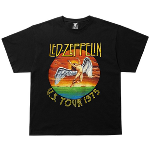 Led Zeppelin齐柏林飞艇摇滚乐队朋克复古天使圆领短袖T恤黑色男