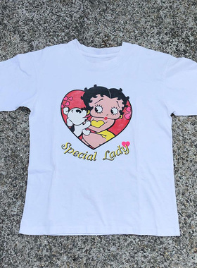 Betty Boop贝蒂娃娃小姐卡通人物印花上衣潮牌白色情侣宽松T恤潮