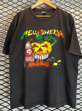 Helloween万圣节乐队同名迷你专辑短袖T恤hiphop美式小领口半袖潮
