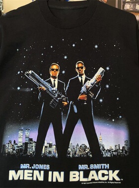 Men In Black黑衣人电影周边欧美潮流短袖vintage复古男女街头T恤