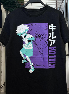 Killua全职猎人奇犽连载漫画短袖T恤chic美式小领口重磅情侣棉tee