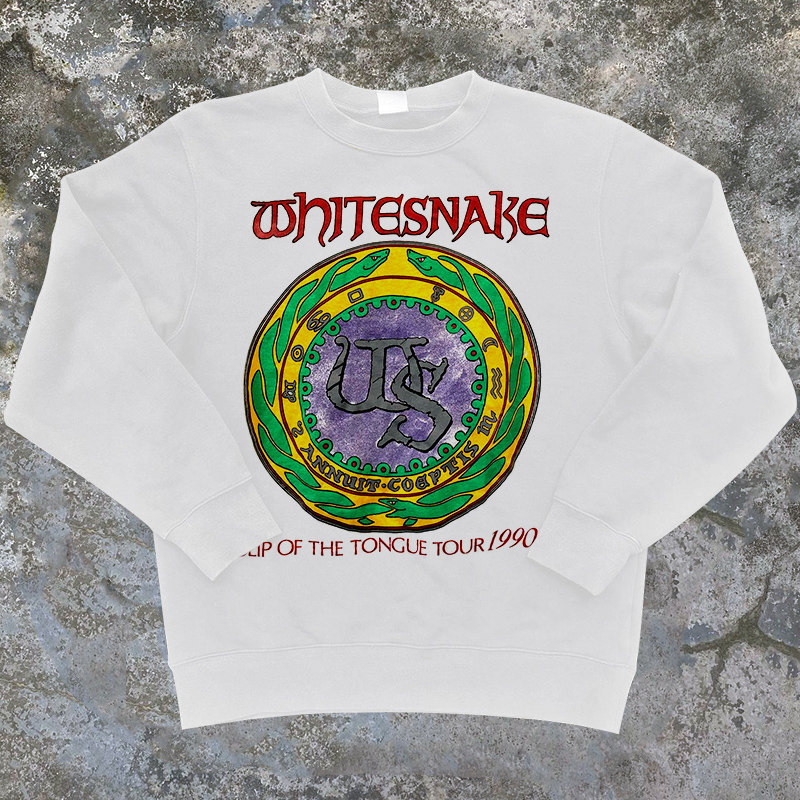 白蛇乐队whitesnake band摇滚乐队简约潮牌oversize圆领卫衣高街