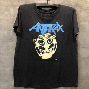 Anthrax炭疽摇滚乐队欧美ins超火宽松oversize潮流情侣短袖T恤