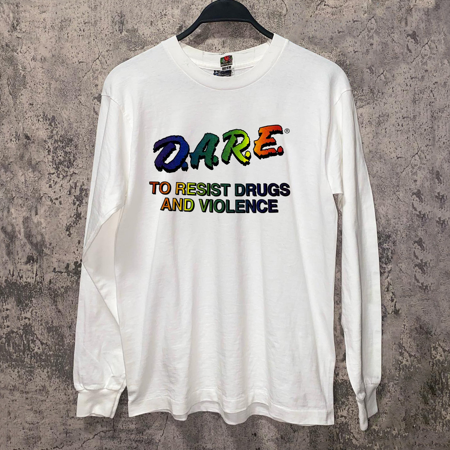 D.A.R.E美式小众印花长袖情侣T恤