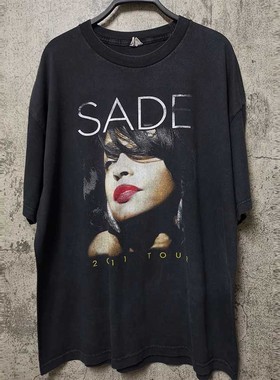 Sade莎黛欧美歌手人像潮牌印花短袖T恤hiphop美式复古街头半袖男
