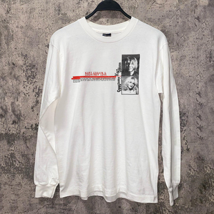 Nirvana涅槃乐队科特柯本人像周边美式高街潮牌印花长袖情侣款T恤