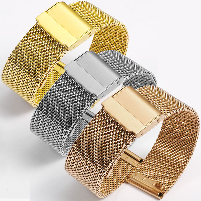 米兰尼斯编织表带钢带适用DW表带