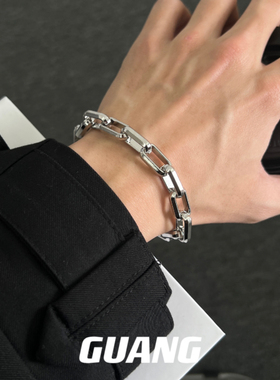 GUANG 钛钢不掉色 古巴钛钢手链男生ins潮粗链条嘻哈手饰男女饰品