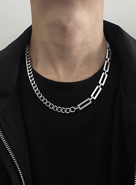 古巴拼接项链男钛钢锁骨链女潮