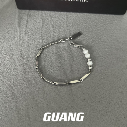 复古珍珠竹节手链钛钢不掉色