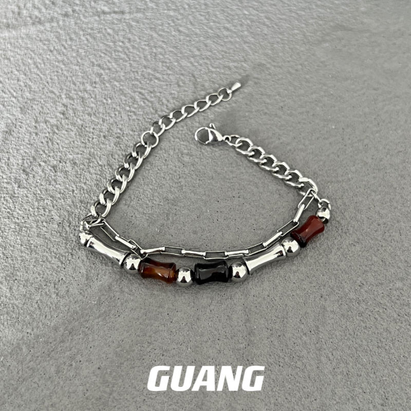 双层竹节手链玛瑙配饰