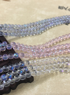 diy饰品配件 4/6/8 古风发簪头饰材料 水晶玻璃幻彩珠子