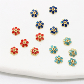 20个价合金滴油仿烧蓝6 8mm小花托diy手链串珠隔珠片