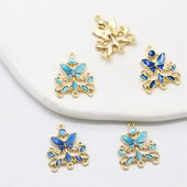 5个价合金19 23mm仿烧蓝三孔蝴蝶吊牌diy古风发簪步摇流苏连接片