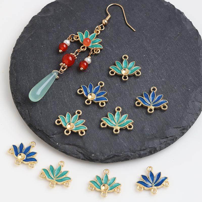 10个价合金双面滴油三孔莲花仿烧蓝古风发簪流苏吊牌diy饰品配件,饰品/流行首饰/时尚饰品新,其他DIY饰品配件,淘宝优惠券,粉丝福利购,淘宝优惠卷