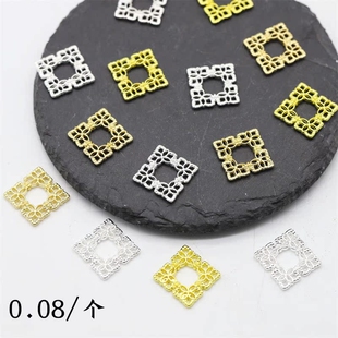 20个价保色合金15mm正方形古风发簪步摇流苏吊牌diy饰品配件材料