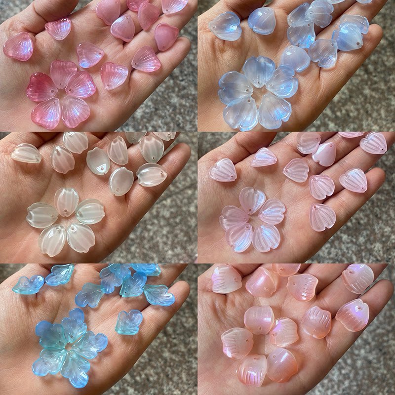 清仓 琉璃花瓣叶子diy古风玉簪花发簪步摇绑花材料配件