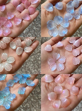 清仓 琉璃花瓣叶子diy古风玉簪花发簪步摇绑花材料配件