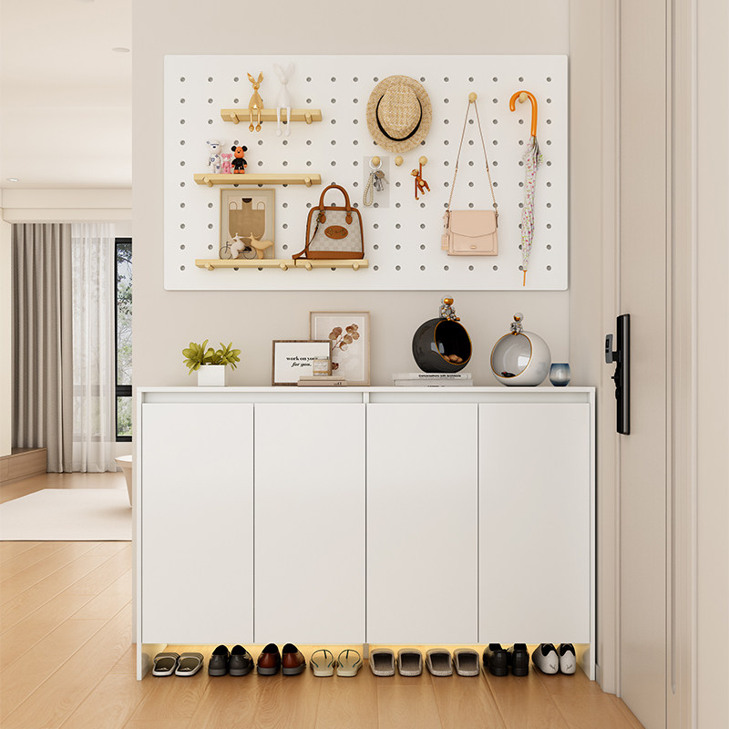 新款鞋柜洞洞板奶油风2025年家用入户门口多层储物可调节定制柜靠,住宅家具,鞋柜,淘宝优惠券,粉丝福利购,淘宝优惠卷