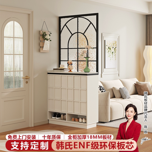 复古风玻璃玄关隔断柜鞋柜可定制