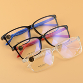 近视眼镜男款 超轻TR90眼镜架透明方框大脸型红蓝腿国字脸全框平光