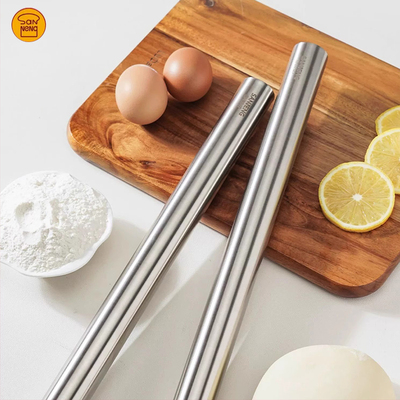 三能擀面杖不锈钢大号饺子皮家用 杆面棍干擀面棒面条烘焙SN8047