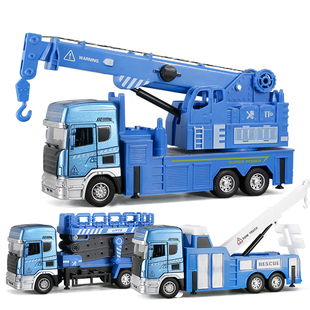 大号开门合金救援车模道路清障车拖吊车模型男孩玩具礼物声光回力