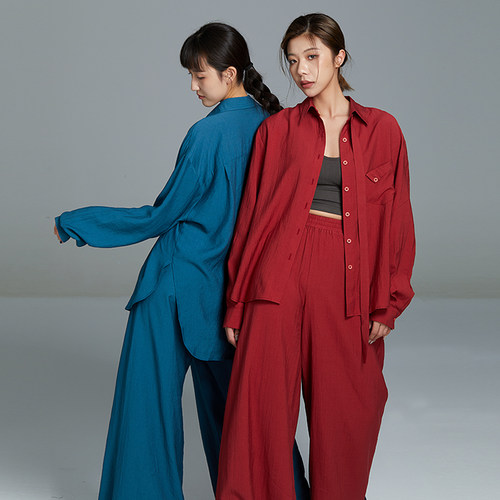 华丽独秀现代舞衬衫套装设计感舞蹈服中国古典舞练功服演出服高级