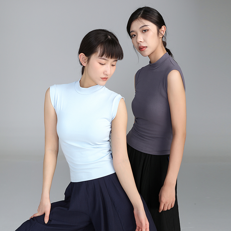 高领无袖上衣现代舞服装
