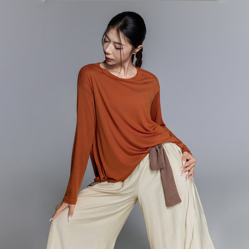 华丽独秀现代舞练功服宽松显瘦日常可穿长袖上衣中国舞舞蹈服新款