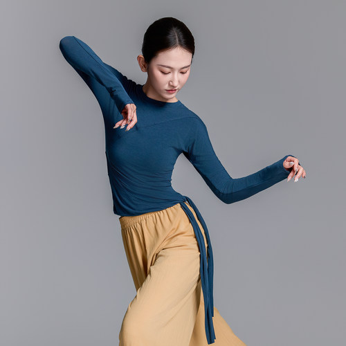华丽独秀现代舞舞蹈服长袖上衣修身显瘦演出服形体服练功服女新款