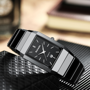 情侣表 手表防水石英表2020新款 卡瑞达长方形陶瓷男表时尚 潮流男士