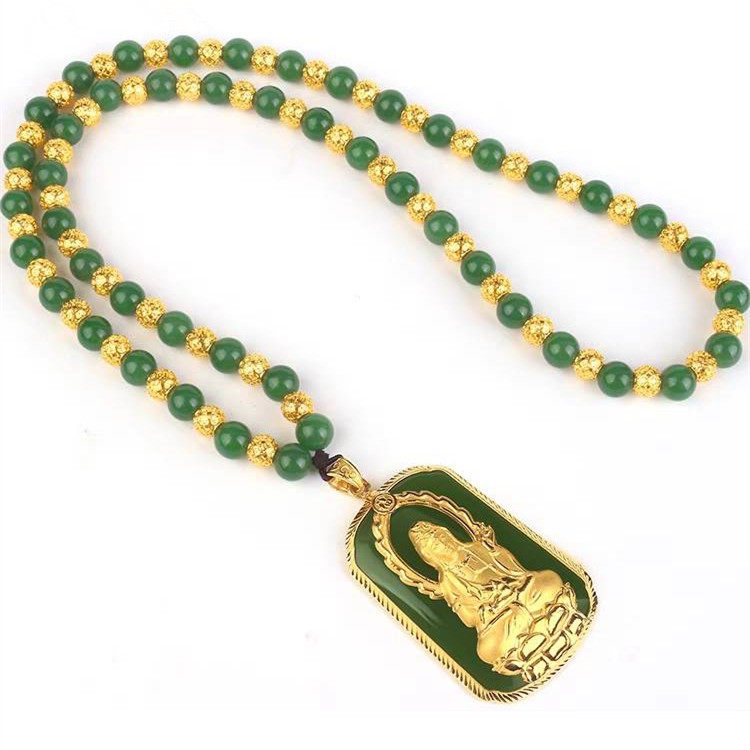 霸气【男款项链】和田玉吊坠挂绳玉挂坠玉佩翡翠挂件绳挂脖项链绳