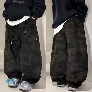 大E小e童装25冬新款男童女童裤子儿童直筒加绒迷彩工装裤66612