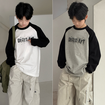 大E小e中大童时尚字母圆领T恤潮