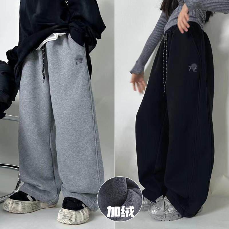 爱木橦长裤一体绒加厚运动裤