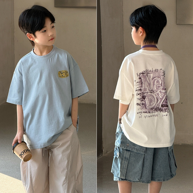 大E小e男童女童韩版洋气短袖T恤