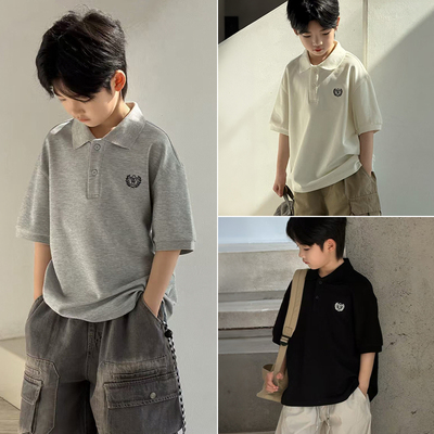 大E小e中大童刺绣简约POLO领短袖