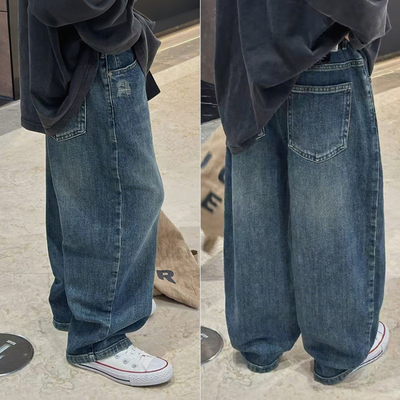 爱木橦中大童时髦休闲百搭牛仔裤