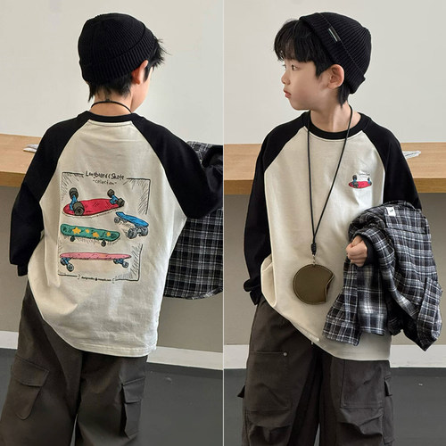 大E小e男童女童卡通印花T恤长袖